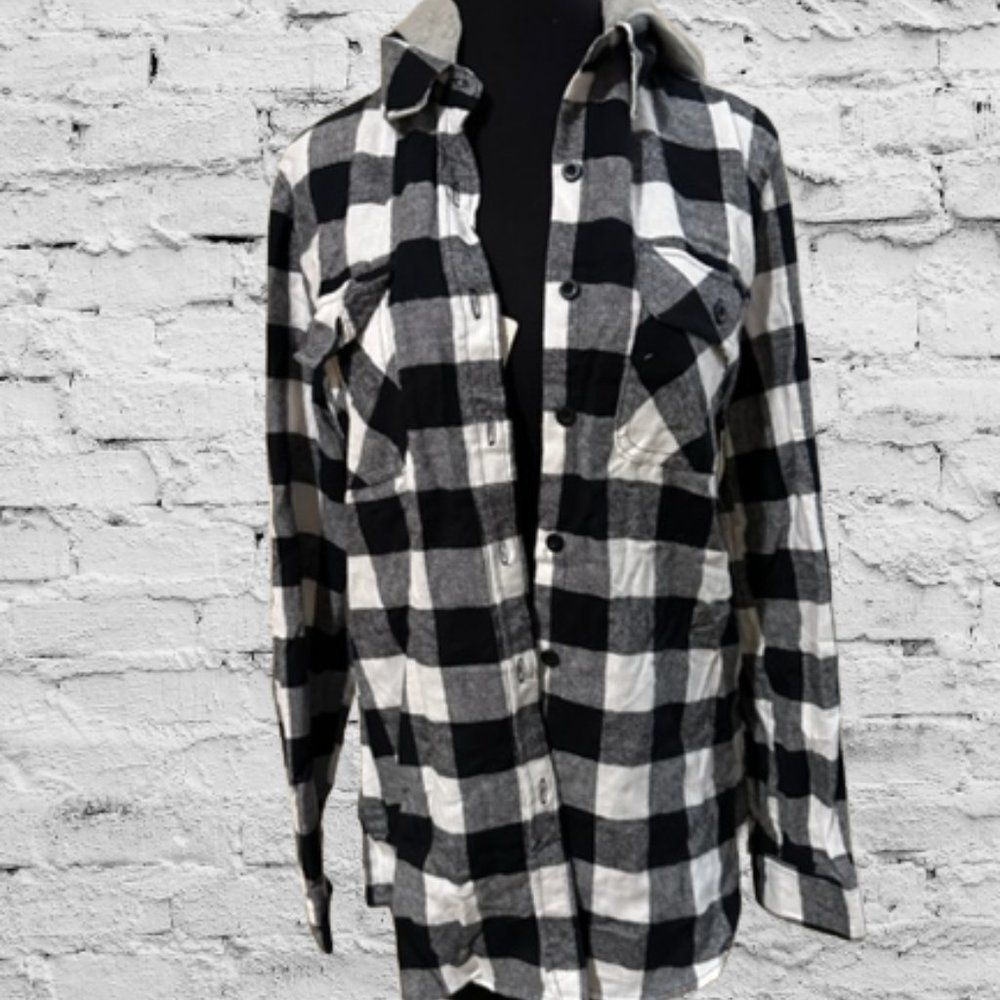 Black & White Flannel Hoody Shirt P63011XL Size XL NWT Boutique